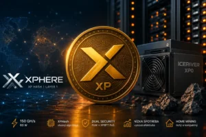Xphere XP mincí a IceRiver XP0 miner pre ťažbu kryptomeny s nízkou spotrebou